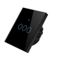 Intrerupator Smart WiFi Touch 16A – Panou din Sticla, 3 Gang, Compatibil Tuya, Alexa & Google Home, Model 118/86, Control de la Distanta, Negru