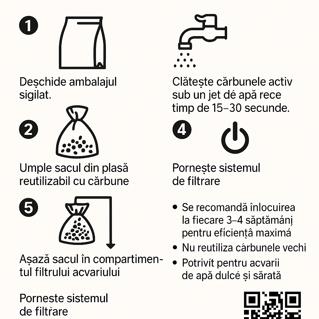 Carbune Activ Granulat pentru Acvariu – Filtrare Chimica Eficienta, Claritate si Purificare Naturala a Apei