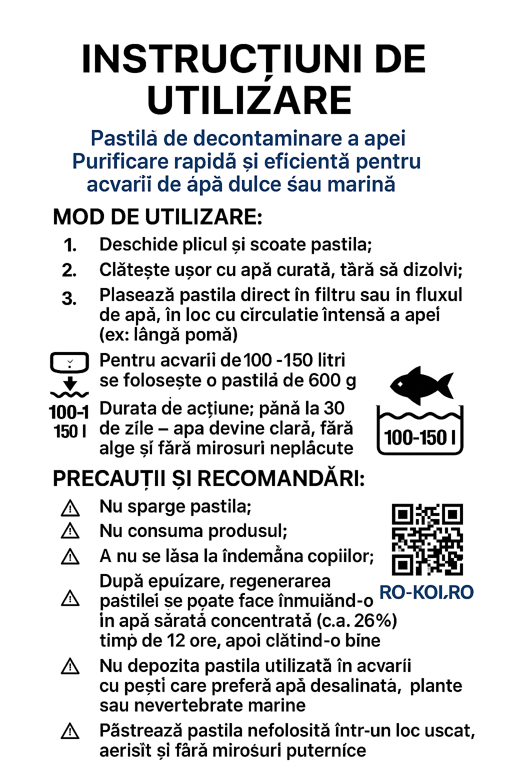 Purificator biologic acvariu 600g – apa limpede, fara mirosuri, nitriti sau alge | Compatibil 100–150L