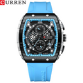 Ceas barbatesc Curren 8442 Blue Marine – cronograf sport | Quartz japonez | Curea silicon vibranta | Design robust si elegant