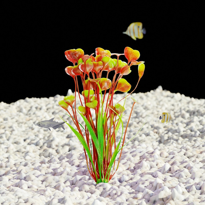 Planta Artificiala pentru Acvariu – Frunze Rosii si Verzi, Decor Natural, Non-Toxic