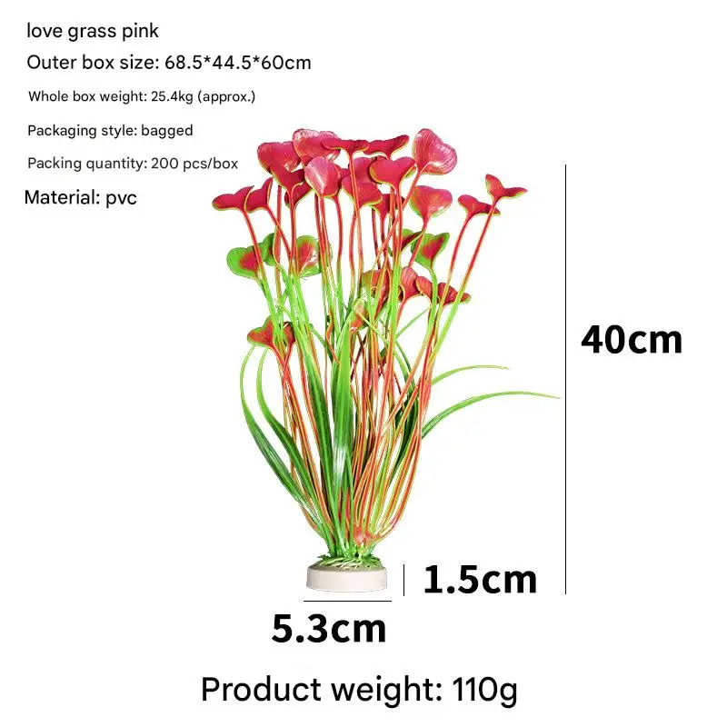 Planta Artificiala pentru Acvariu – Frunze Roz si Verzi, Decor Natural, Non-Toxic