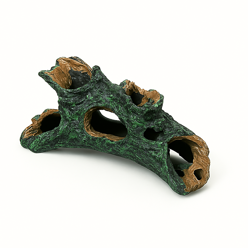 Adapost PVC Trunchi Copac Lung pentru Acvariu – Decor Realist, Non-Toxic, 13.8x5.5x5.5cm