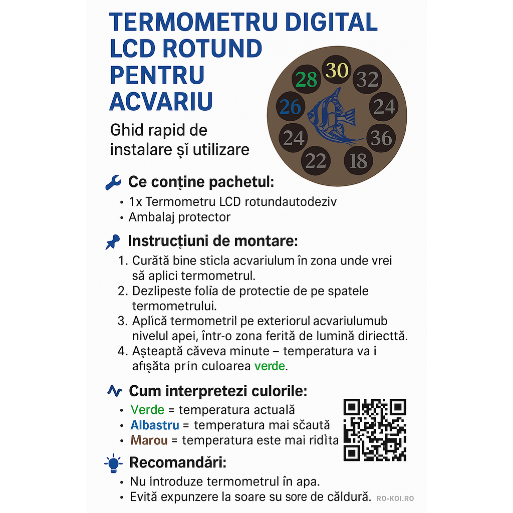 Termometru Digital GP-82 pentru Acvariu – Monitorizare Precisa Fara Contact, Design Modern