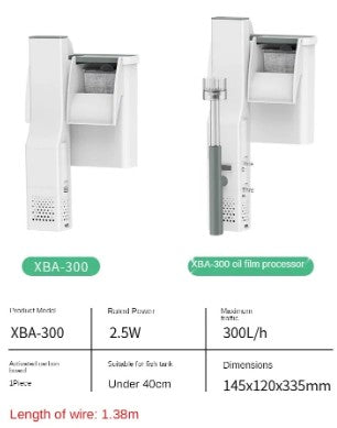 Filtru Cascada SunSun XBA-300 cu Skimmer si Filtrare Multietapa | 300L/h | 2.5W | Pentru Acvarii pana la 40cm