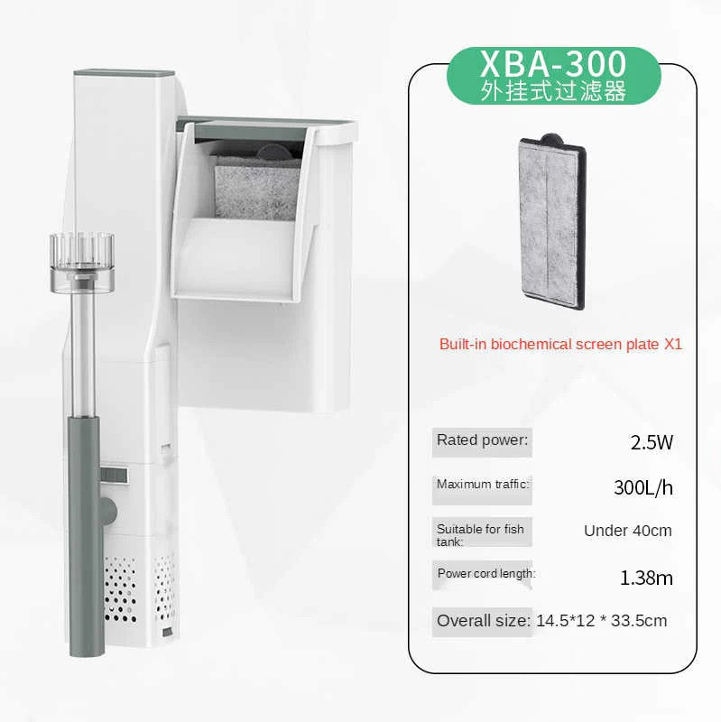Filtru Cascada SunSun XBA-300 cu Skimmer si Filtrare Multietapa | 300L/h | 2.5W | Pentru Acvarii pana la 40cm