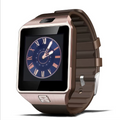 Smartwatch DZ09 2025 cu camera HD, SIM, Bluetooth, IP67, 1.69", curea silicon sport, auriu