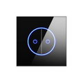 Intrerupator Smart WiFi & Bluetooth, panou din sticla, 2 gang, control Tuya/Alexa/Google, 10A, design modern, instalare usoara, Negru