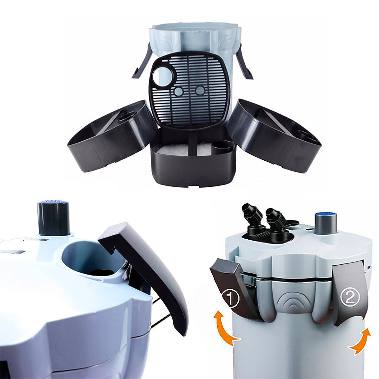Filtru extern SunSun HW‑402A, debit 1000 L/h, canistra cu 3 trepte de filtrare, pentru acvarii pana la 250 L