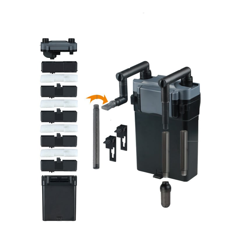 Filtru extern suspendat SunSun HBL‑802, 500 L/h, 6W, debit reglabil, pentru acvarii 30–80L