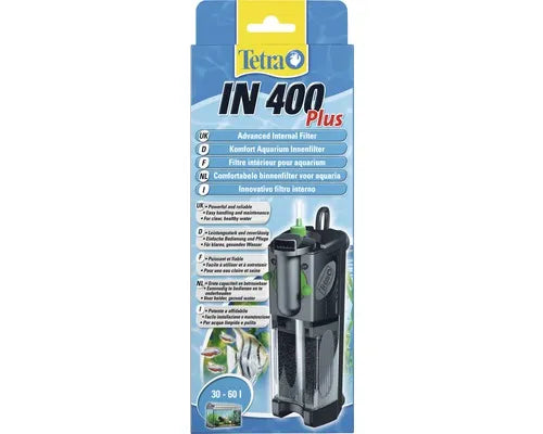 Filtru interior acvariu Tetra in400 plus,3‑în‑1 – mecanic, biologic și chimic, debit reglabil, Venturi, design compact,resigilat