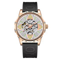 Ceas Automat Skeleton ONOLA 3833 – Eleganta Exclusivista | Rose Gold & Silicon Negru+Cutie cadou