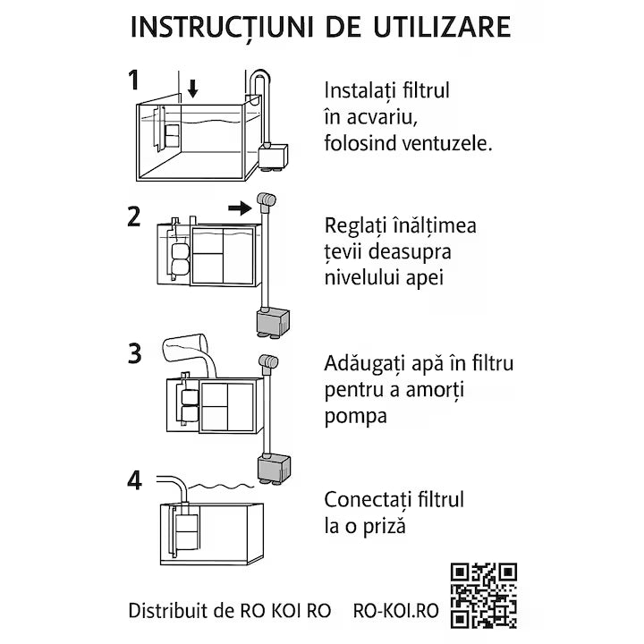Filtru Intern Modular Acvariu – 3 Compartimente, 5W, Silentios, Oxigenator Integrat, Ideal pentru Acvarii 30–40 cm