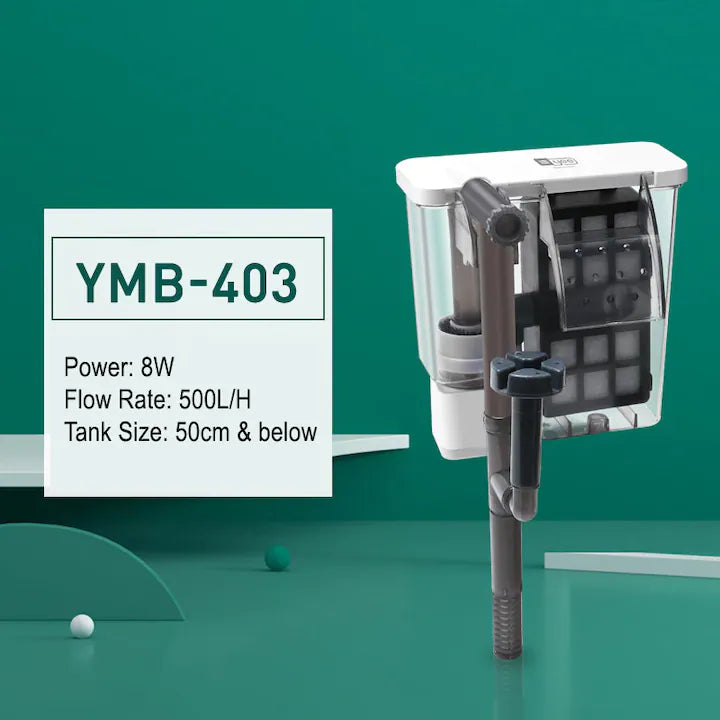 Filtru Acvariu YEE YMB‑03 – Hang‑On Compact, 3–5W, 300–400 L/h, Silentios, Ideal pentru Acvarii pana la 40 cm