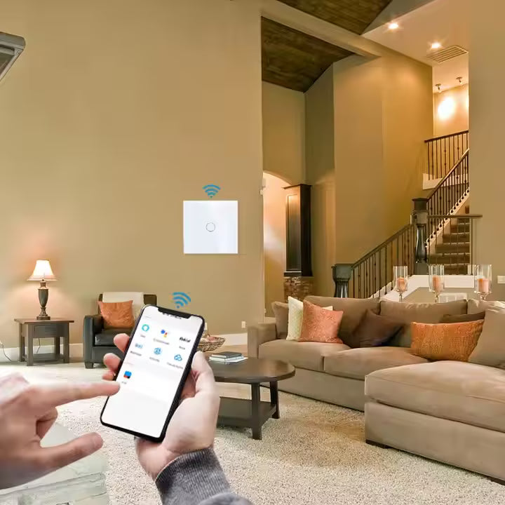 Intrerupator smart, Tuya Smart Life, Home Light Switch, control vocal APP, wi-fi 2, 4GHz+bluetooth, N+L, 2 butoane, compatibil Alexa si Google assistant, sticla securizata, auriu