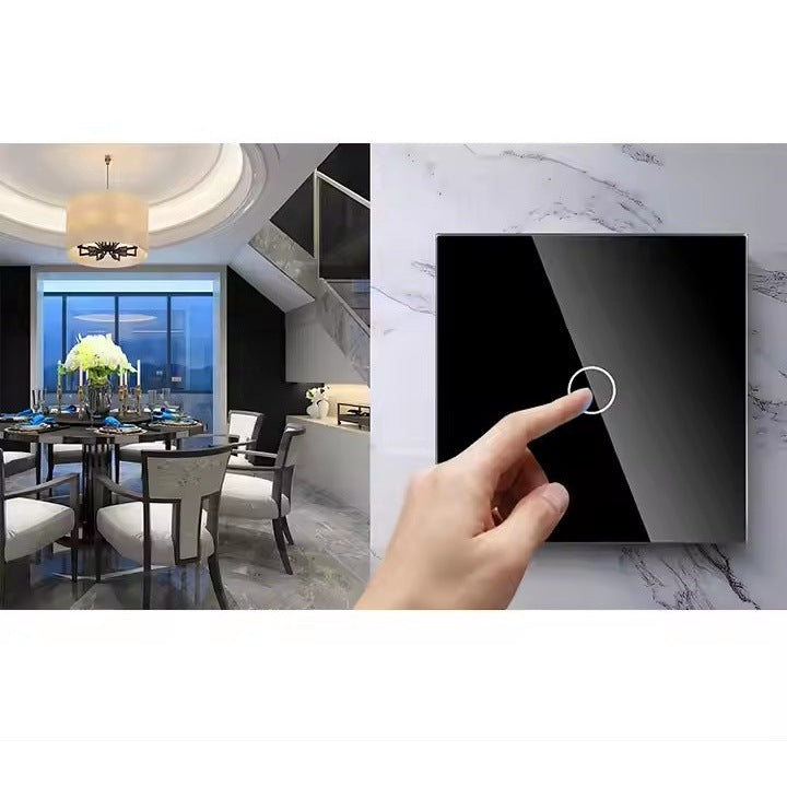 Intrerupator smart, Tuya Smart Life, Home Light Switch, control vocal APP, wi-fi 2, 4GHz+bluetooth, N+L, 2 butoane, compatibil Alexa si Google assistant, sticla securizata, auriu