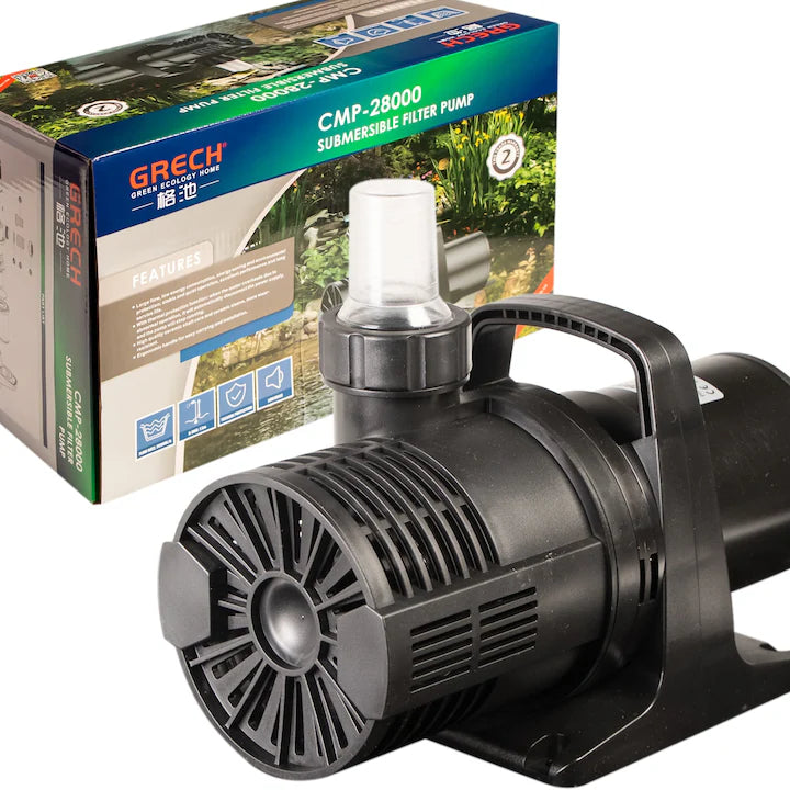 Pompa de apa pentru iaz, SUNSUN, protectie la supraincalzire, senzor de temperatura, separator de murdarie, coloana de ridicare a apei 7.5m, 28.000l/h