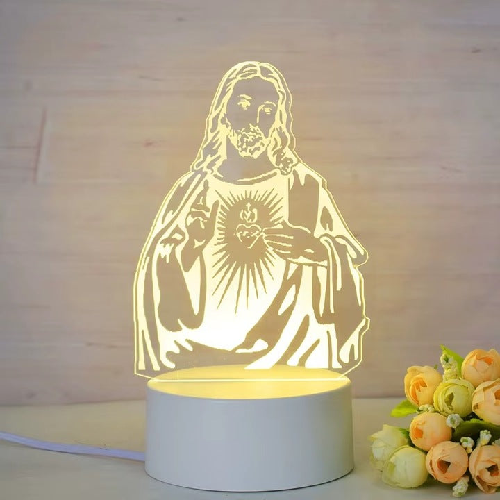 Lampa Religioasa 3D LED Premium – Iluminare Warm White 3500K, Acrilic de Inalta Claritate, USB, Cadou Spiritual Iconita, Exclusivist