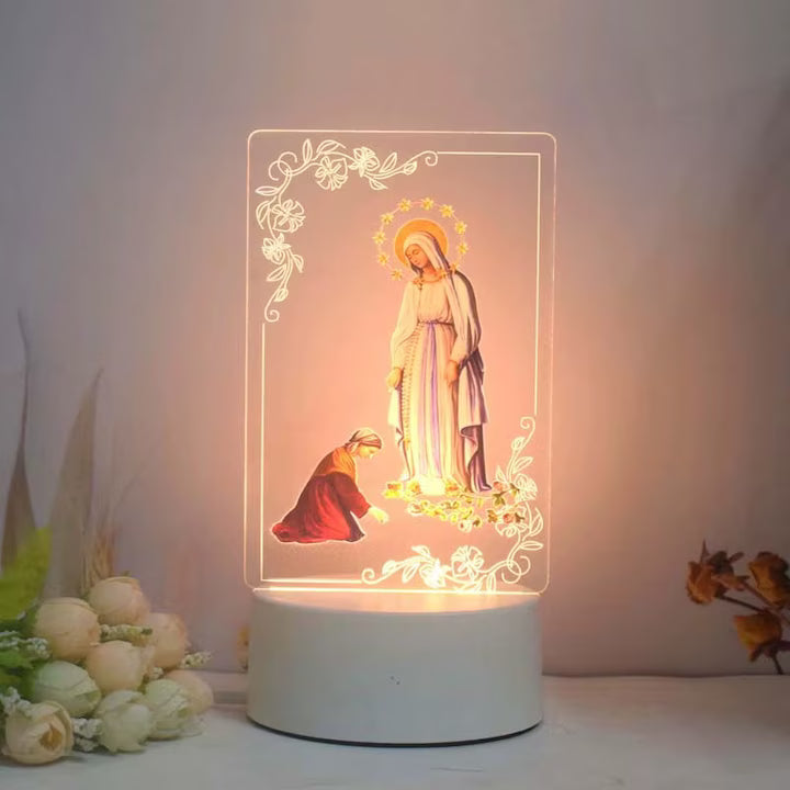 Lampa Religioasa 3D LED Premium – Iluminare Warm White 3500K, Acrilic de Inalta Claritate, USB, Cadou Spiritual Iconita, Exclusivist