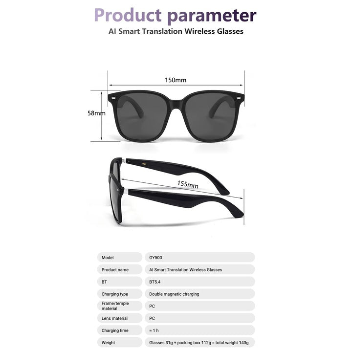 Ochelari Smart LIGE cu Bluetooth – Apelare Wireless, Muzica, AI, Asistent Vocal, Design Transparent Premium