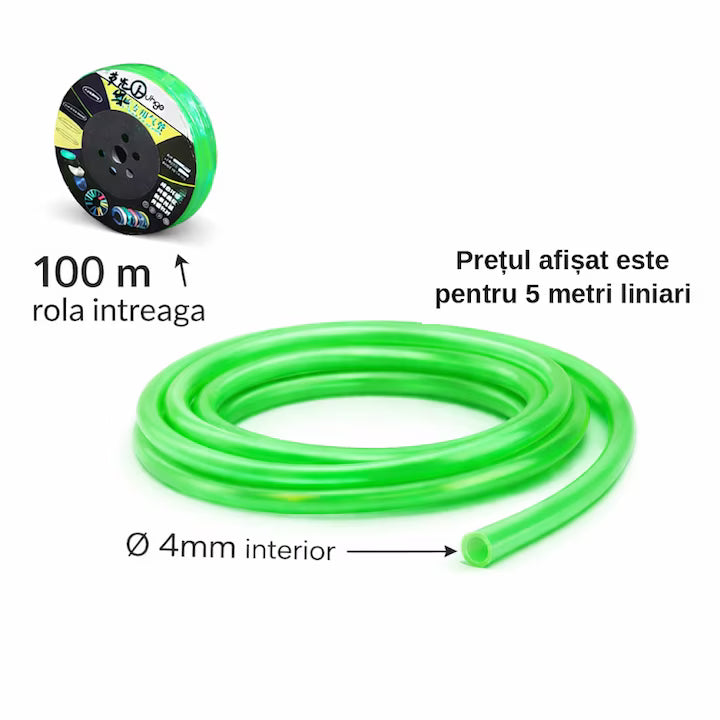 Furtun silicon aerare acvariu 4/6 mm, segment 5 m, verde