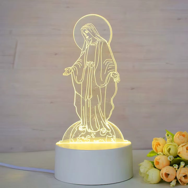 Lampa Religioasa 3D LED Premium – Iluminare Warm White 3500K, Acrilic de Inalta Claritate, USB, Cadou Spiritual Iconita, Exclusivist