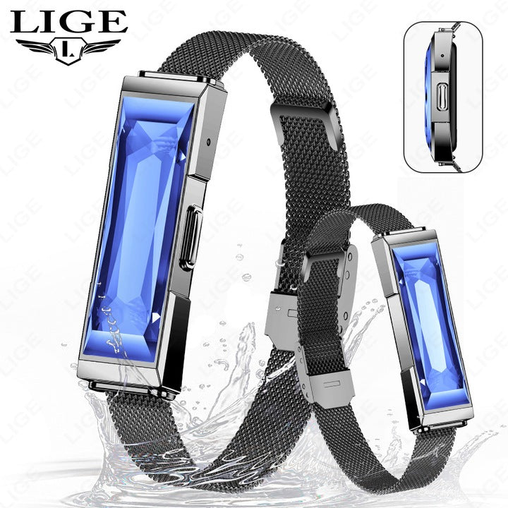 LIGE BWDS03 Blue Diamonds – Smart Bracelet de Lux pentru Femei, Fitness Tracker, Monitorizare Sanatate, Bratara Inteligenta cu SDK & Functii Premium+bratara cadou