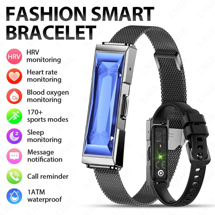LIGE BWDS03 Blue Diamonds – Smart Bracelet de Lux pentru Femei, Fitness Tracker, Monitorizare Sanatate, Bratara Inteligenta cu SDK & Functii Premium+bratara cadou