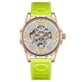 Ceas Automat Skeleton ONOLA 3833 – Eleganta Exclusivista | Rose Gold & Silicon Verde+Cutie cadou