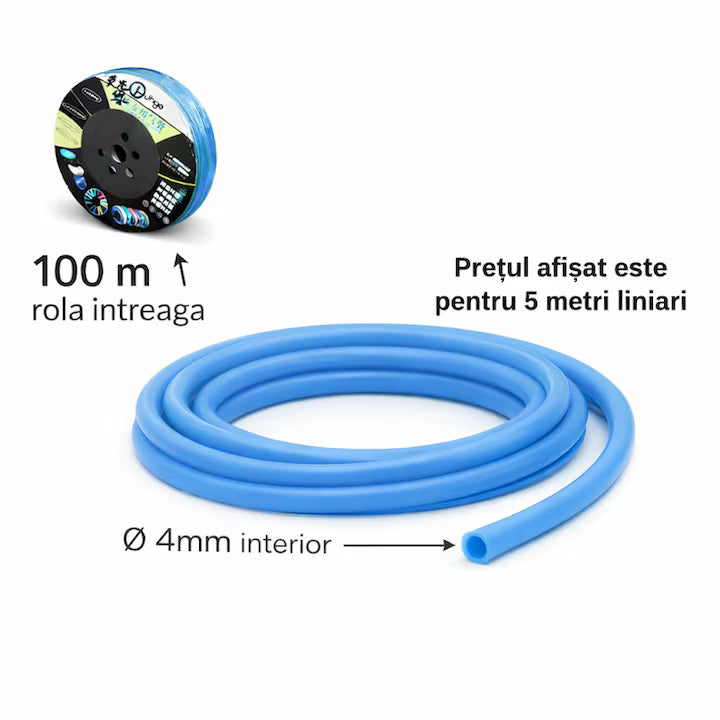 Furtun silicon aerare acvariu 4/6 mm, segment 5 m, albastru
