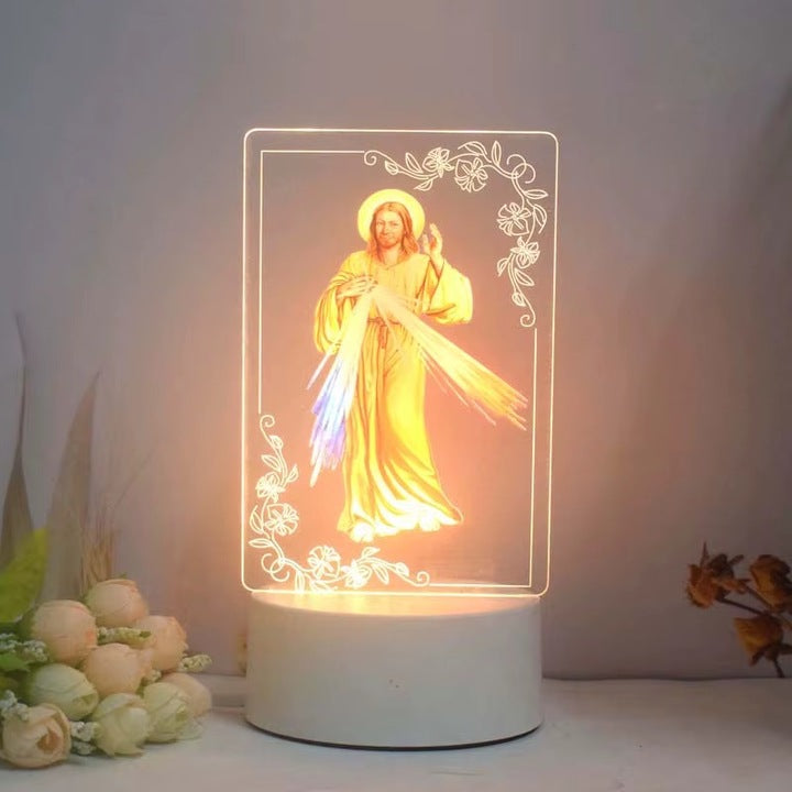 Lampa Religioasa 3D LED Premium – Iluminare Warm White 3500K, Acrilic de Inalta Claritate, USB, Cadou Spiritual Iconita, Exclusivist