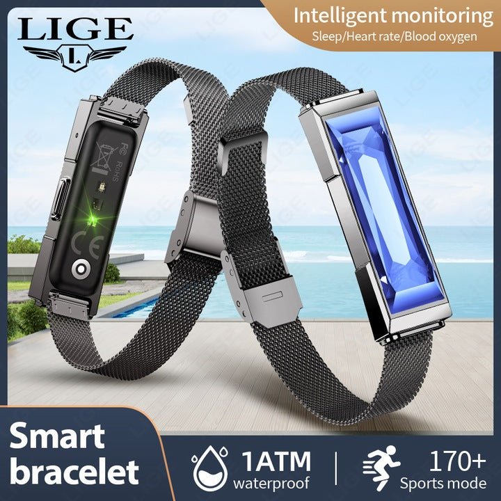 LIGE BWDS03 Blue Diamonds – Smart Bracelet de Lux pentru Femei, Fitness Tracker, Monitorizare Sanatate, Bratara Inteligenta cu SDK & Functii Premium+bratara cadou