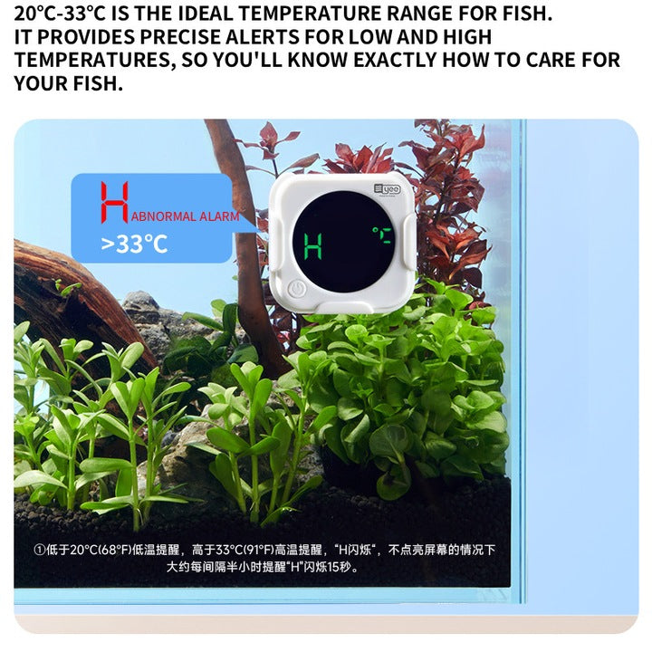 Termometru Digital Acvariu YEE YWD‑030, Afisaj LED Verde, Montare Externa, Masurare Precisa, Design Compact