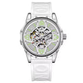Ceas Automat Skeleton ONOLA 3833 – Eleganta Exclusivista | Argintiu & Silicon Alb+Cutie cadou
